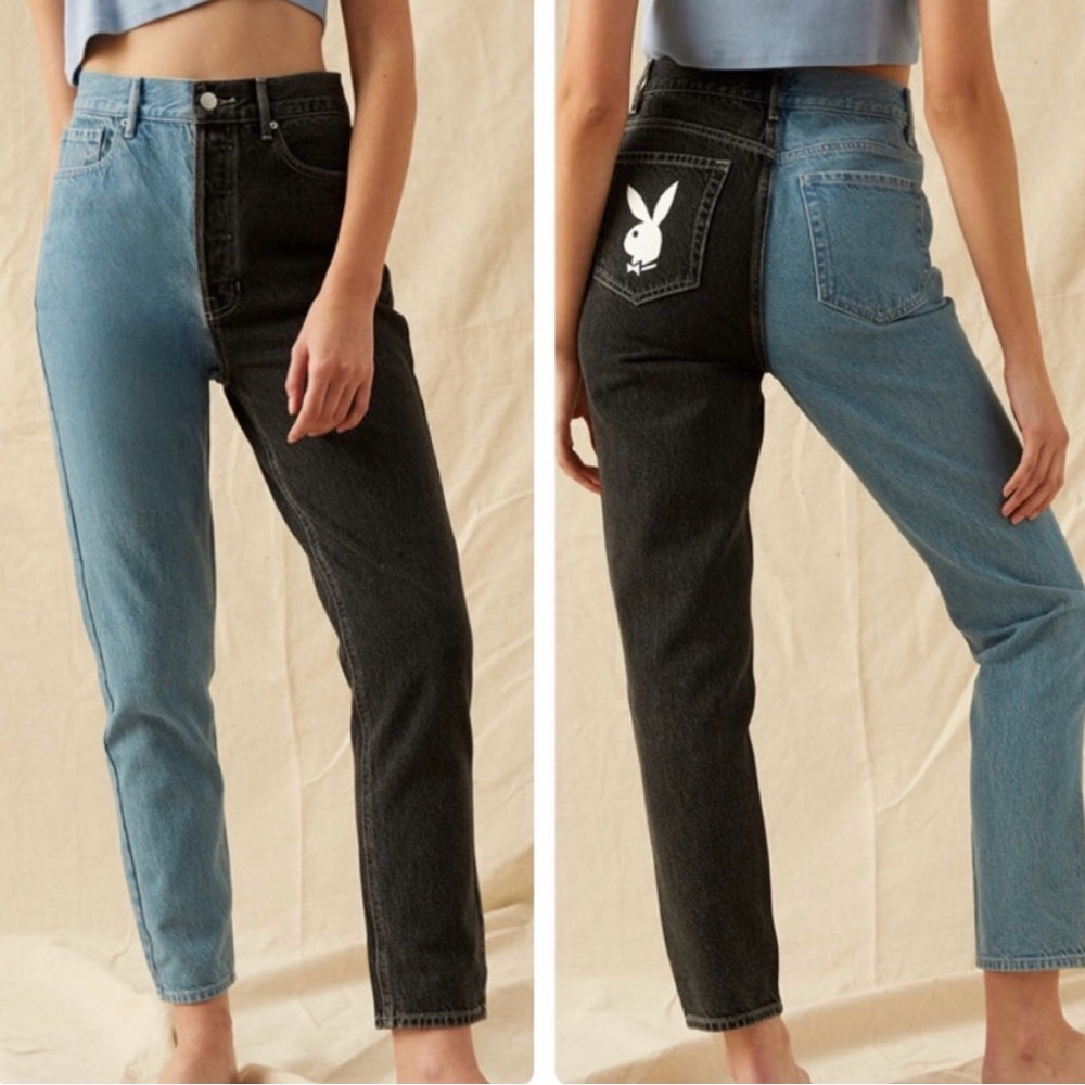 Y2K Sexy Playboy By PacSun Two-Tone Ultra High Waisted Slim Fit Jeans size 25